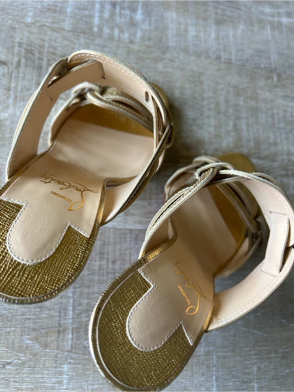 Rare Christian Louboutin Balistra 100 Lamé Specchio Gold Slides 37.5 Unworn - Picture 3 of 16